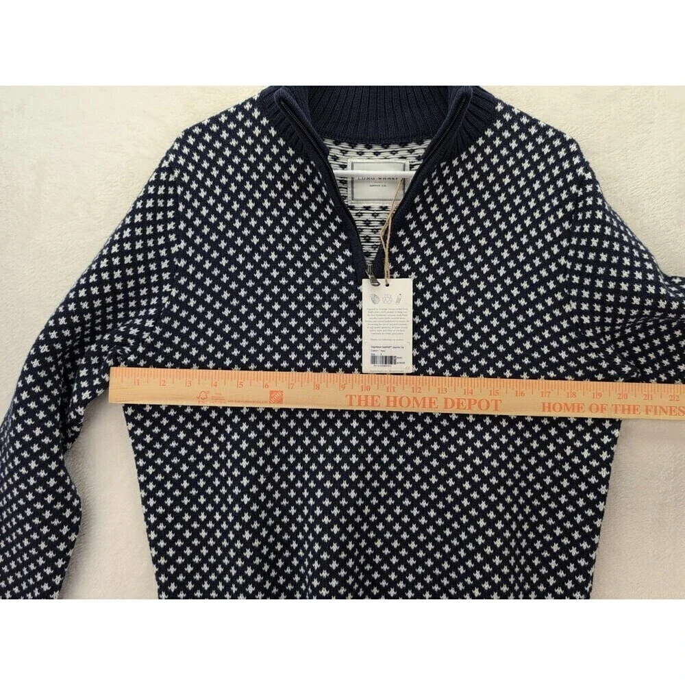 Long Wharf Supply Co Edgartown SeaWell Quarter Zip Navy Blue Sweater NWT Small